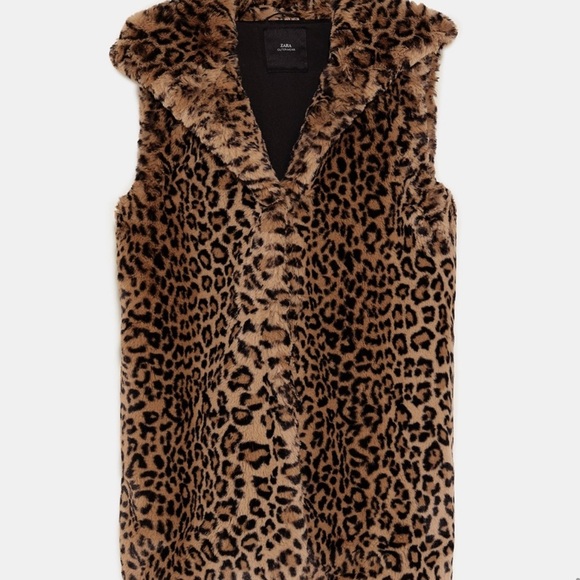 Zara Hooded Leopard Print Faux Fur Vest - Picture 10 of 13